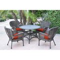Propation 5 Piece Windsor Espresso Wicker Dining Set with Red Cushion PR1081495